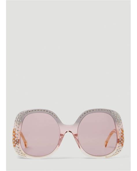 Gucci Oversized Rhinestone Sunglasses In Pink Lyst