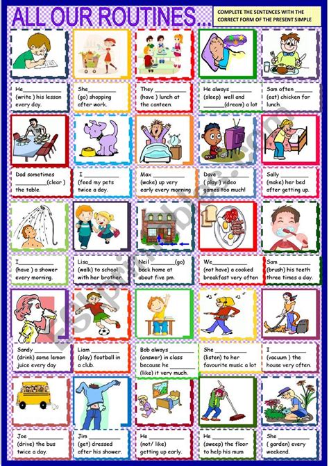 Daily Routines The Present Simple Esl Worksheet By Edithv Images