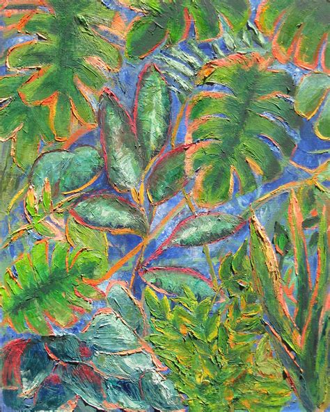 Jungle Leaves In 2020 Painting Oil On Canvas Painted Leaves