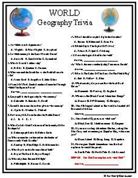 World Geography Trivia Etsy Australia