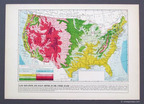 United States Us Elevations Vintage Maps
