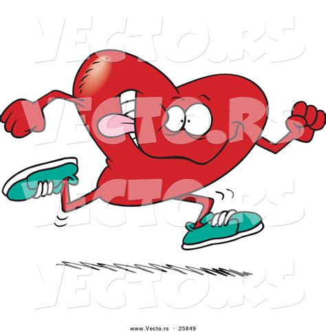 Cartoon Vector Of A Running Heart By Toonaday 25849