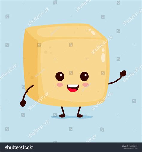 Golden Tofu Cute Mascot Happy Expression Stock Vector Royalty Free