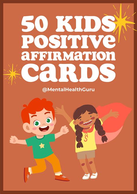 50 Printable Positive Affirmation Cards for Kids Motivational Cards