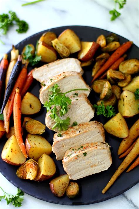 Spray a large baking sheet with olive oil or cooking spray & lay pork on top. Sheet Pan Pork Meal | Recipe | Pork recipes, Pork, Meals