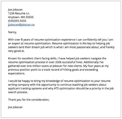 Emphasize skills or abilities that relate to the job. Cover Letter Examples - Jobscan intended for Application Letter For Job In Company19644 | Job ...