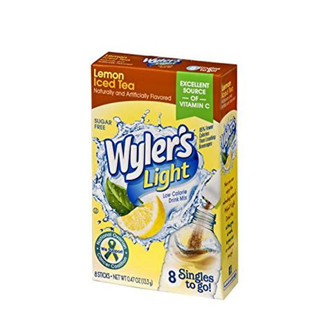 Wylers Light Singles To Go Powder Packets Water Drink Mix Lemon Iced