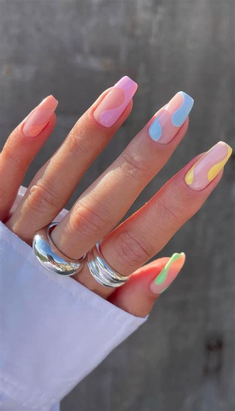 The Prettiest Summer Nail Designs We Ve Saved Pastel Groovy Coffin Nails