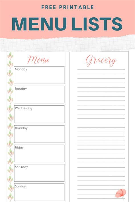 Printable Menu Printable Calendars Free Printables To Do Planner