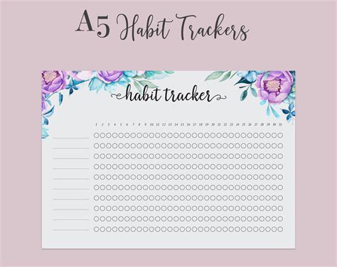 A5 Habit Tracker Weekly And Monthly Tracker Printable Pdf Etsy