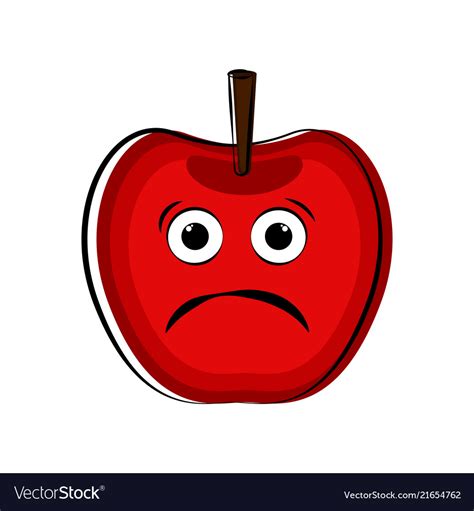 Sad Apple Cartoon Character Emote Royalty Free Vector Image