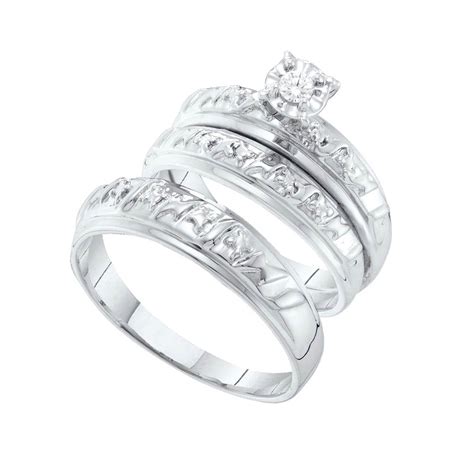 Fusion Collections 14k White Gold His And Her Round Diamond Matching Bridal Wedding Ring Set