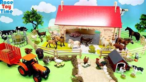 Farm Animals Toys In Fun Barn Playset Learn Animal Names Youtube
