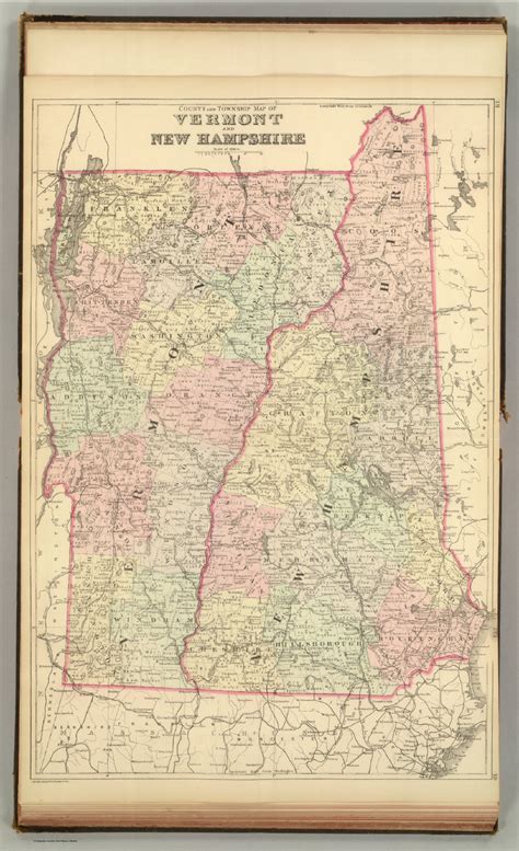 County And Township Map Of Vermont And New Hampshire Copyright 1886 By