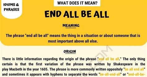 What Does End All Be All Mean Interesting Examples • 7esl