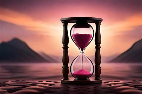 Premium Ai Image Hourglass With Pink Sand On A Dark Background