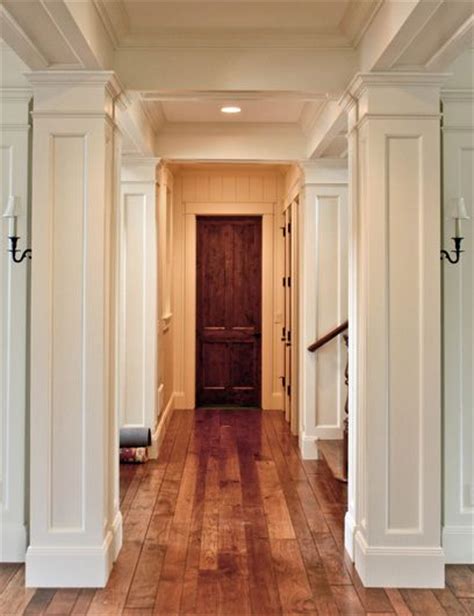 Interior Square Custom Built Columns Gives This Hallway A Walk To