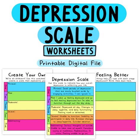 Depression Scale Worksheets Self Love Rainbow