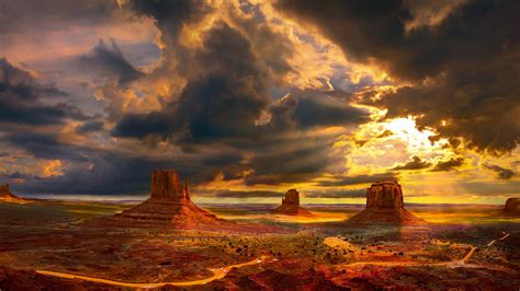 Monument Valley Arizona Landscape Nature Sky Clouds Hd Wallpaper