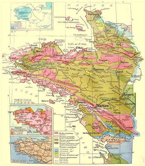 Carte Géologique Du Massif Armoricain Antique Maps Antique Prints