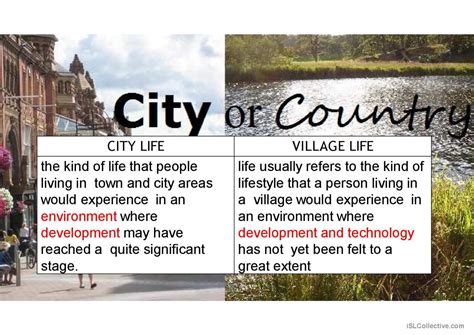 city vs countryside discussion start…: English ESL powerpoints
