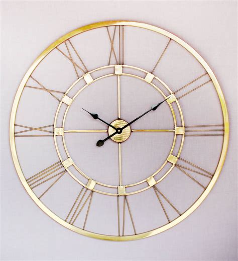 Buy Natural Brass 30 X 1 X 30 Inch Handmade Wall Clock By Craftter