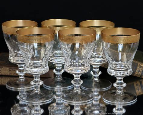 6x Crystal Wine Glasses With 24k Gold Rim Theresienthal Etsy In 2021 Vintage Crystal Glasses