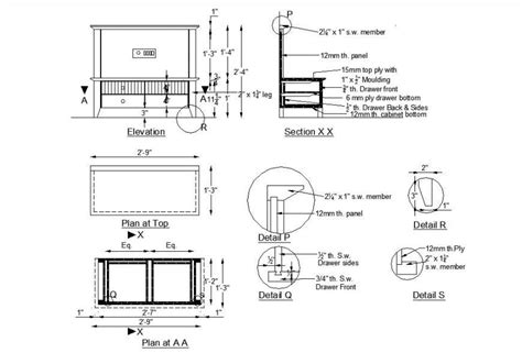 Wooden Cabinet Elevation Section Plan And Auto Cad Drawing Details