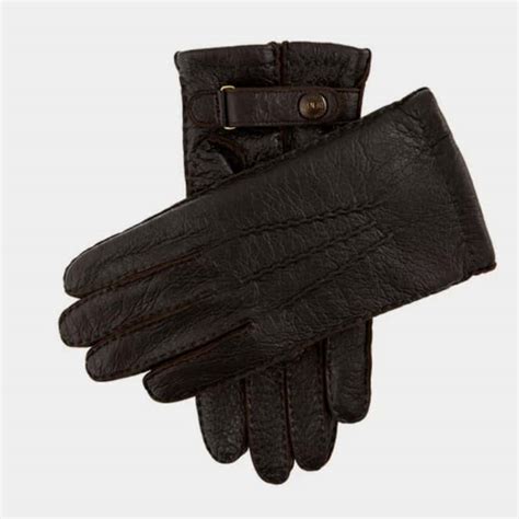 Hampton Black Peccary Leather Gloves Dents Sgb