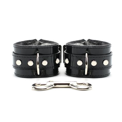 Bdsm Pvc Restraints Bondage Lockable Cuffs Fur Lined Pvc Etsy