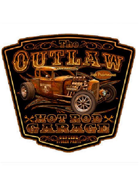 Outlaw Hot Rod Garage By Steve Mcdonald Art On Metal Sign 16 Etsy