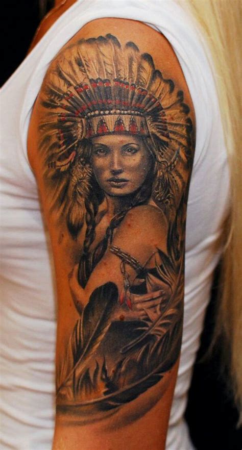 Red Indian Woman A Wolf Tattoos Tattoos 3d Tattoos Mandala Warrior Tattoos Badass Tattoos