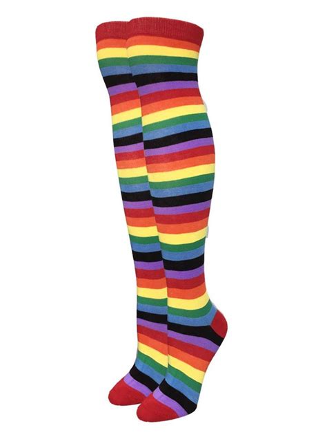 fashion2love women s long multi color striped socks over knee thigh high socks stocking