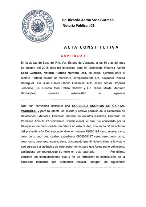 Proyecto Ejemplo Acta Notarial Derecho Administrativo Uv Studocu