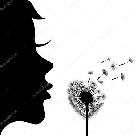 Silhouette Of Girl And Dandelion Stock Vector Image By ©vantuz 88546198