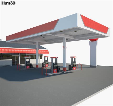 76 Gas Station 001 3d Model Architecture On Hum3d