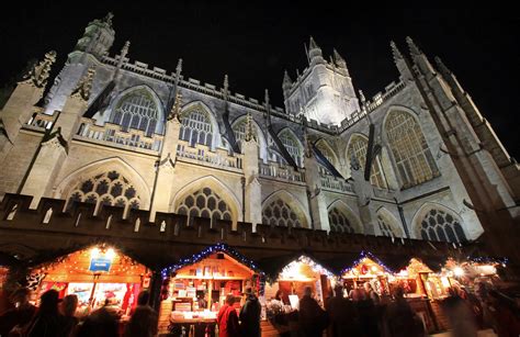 Christmas Market Lights Up Bath England