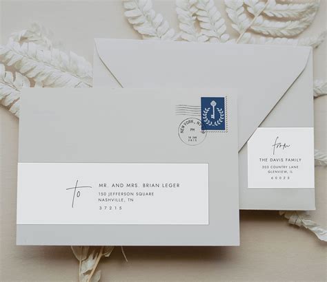 Modern Wedding Wraparound Envelope Label Template Wrap Etsy Uk