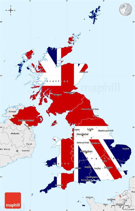 Flag Simple Map Of United Kingdom Single Color Outside Borders And Labels