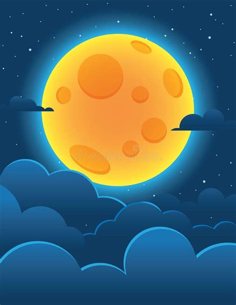 Luna Llena En Un Cielo Azul Marino Ejemplo Del Vector Ilustración Del