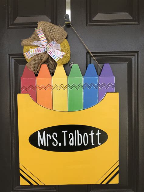 Crayon Box Door Hanger Teacher T Teacher Door Hanger Etsy