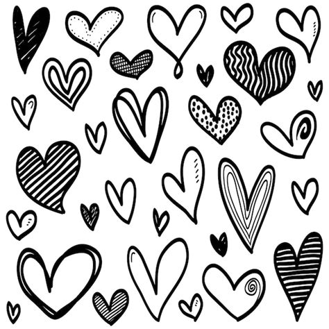 Premium Vector Doodle Hearts Hand Drawn Love Hearts Vector Illustration