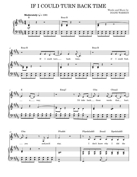 If I Could Turn Back Time Sheet Music For Piano Vocals By Cher Official