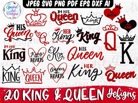 King And Queen SVG Bundle King Svg Queen Svg Her King Svg His Queen