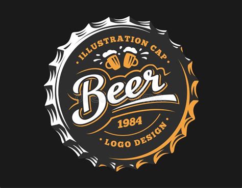 Beer Logo On Cap Vector Illustration Emblem Brewery Design Stock