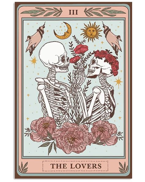 Skeleton Tarot Card The Lovers Poster 17x24inches Etsy