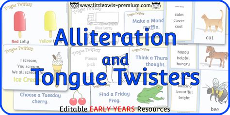 Free And Premium Printable Alliteration And Tongue Twister Early
