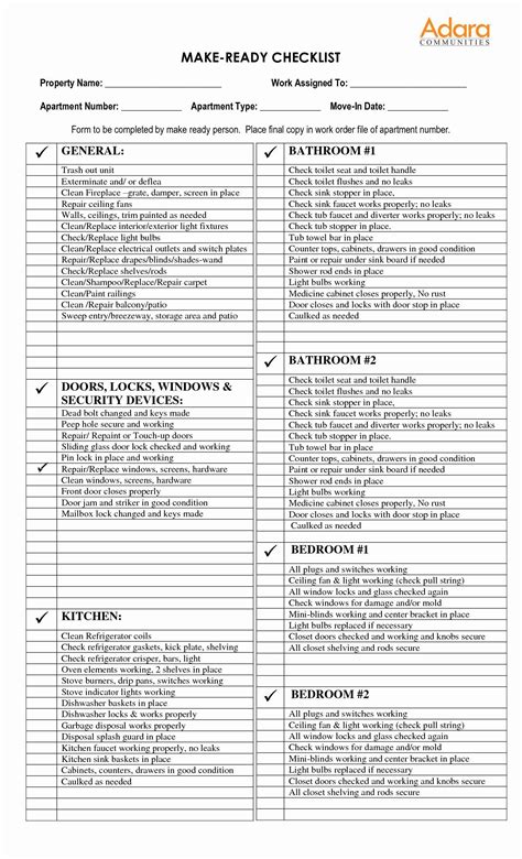Apartment Maintenance Checklist Template Web Here Is A Checklist For