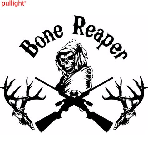 Bone Grim Reaper Gun Hunting Deer Skull Car Truck Window Vinyl Decal