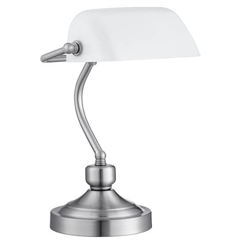 Traditionally Designed Satin Chrome Metal Bankers Lamp With Heavy Base